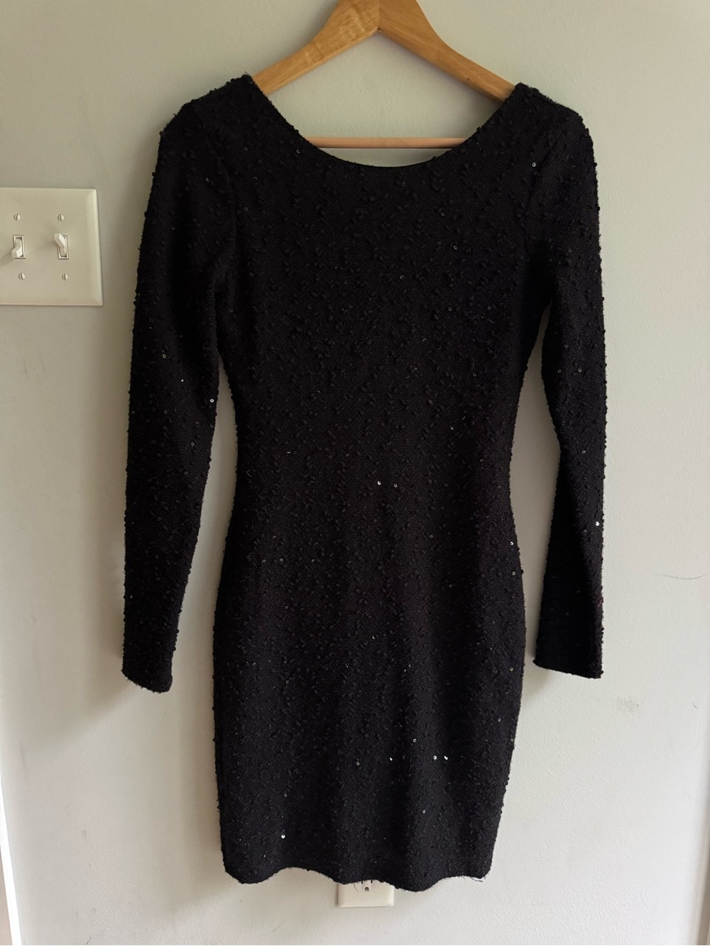 Jennifer Lopez Black Long-Sleeve Sequin Sheath Dress